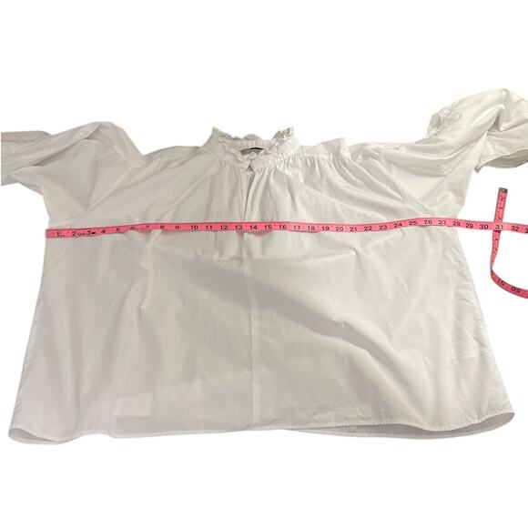 Zara Cotton Poet Blouse Women's Size XS Oversized Ruffle Romantic Boho Whimsy - Picture 10 of 12